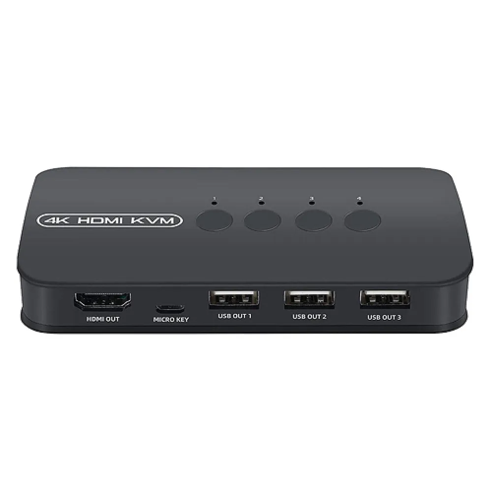 KVM свич переключатель, 4 порта, HDMI USB, кнопка