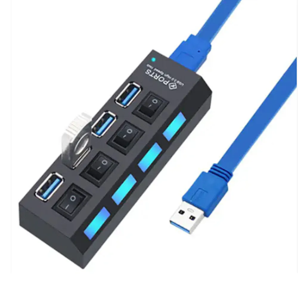 4-портовый USB 3.0 хаб с выключателями, до 5 Гбит/с