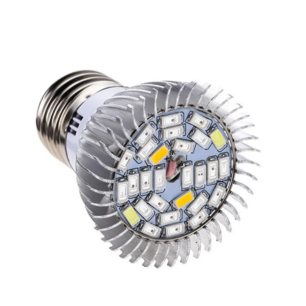 Фитолампа для растений, полный спектр E27, 28LED 8Вт с радиатором