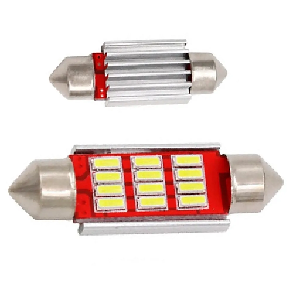LED C5W C10W 41мм лампа в автомобіль, 12 SMD 4014, з обманкою Canbus, білий
