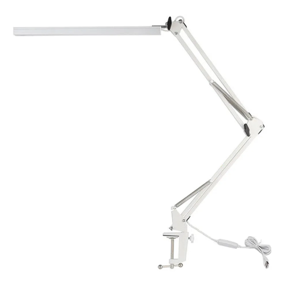 Лампа настольная LED на струбцине 10Вт, 2 колена, USB, белая Лампа настольная LED на струбцине 10Вт, 2 колена, USB, белая