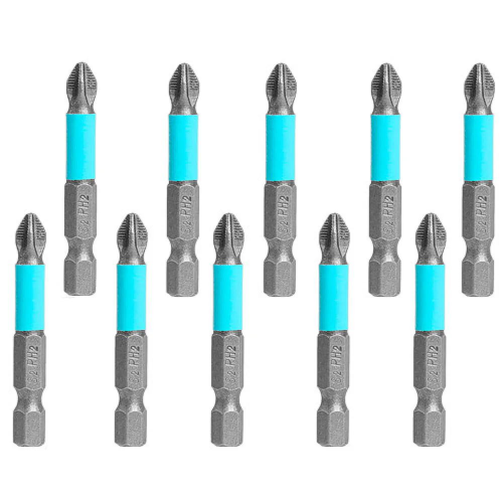 Насадки біти 10шт з торсіонною вставкою, PH2, 50мм, 6-гранні магнітні
