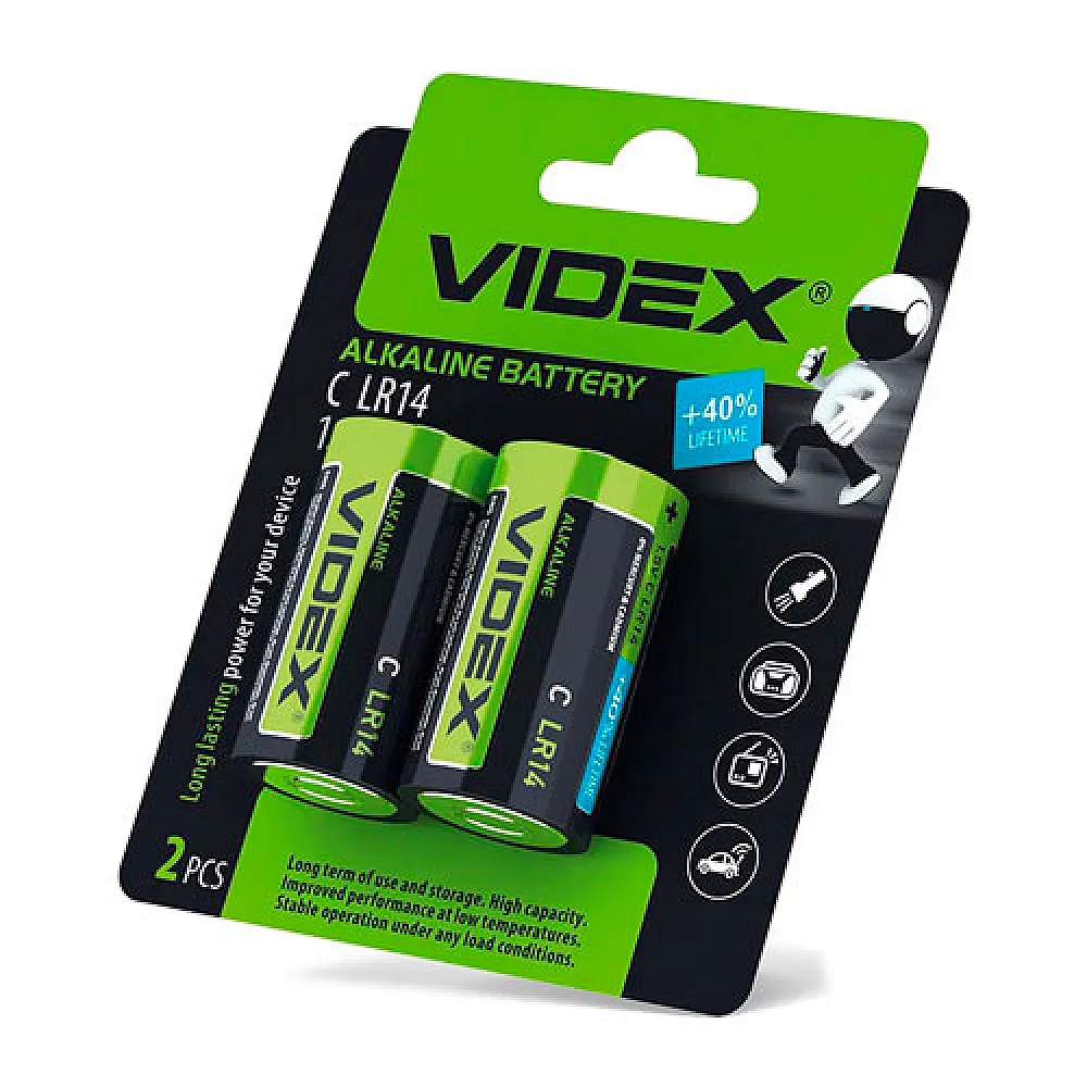 Батарейка LR14/C Videx лужна 1.5В