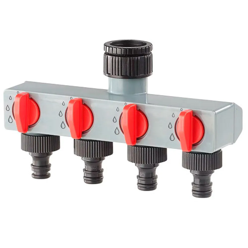 Переходник распределитель на 4 линии для полива, Aqualin 27208