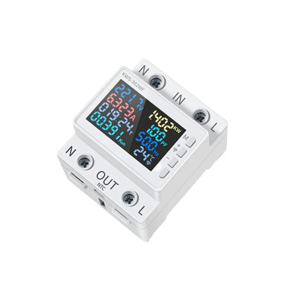 Wi-Fi лічильник електроенергії однофазний 220В 63А DIN, захист, KWS-302WF
