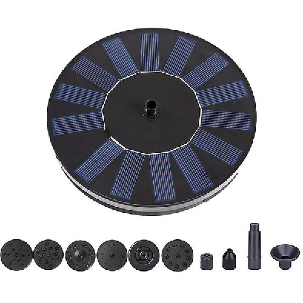 Фонтан плавающий 13см на солнечной батарее для сада и пруда, 10 насадок