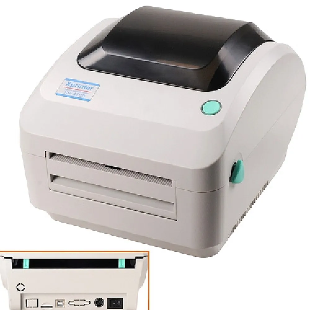 Термопринтер этикеток, наклеек, чеков, с отделителем XP-470B 112мм