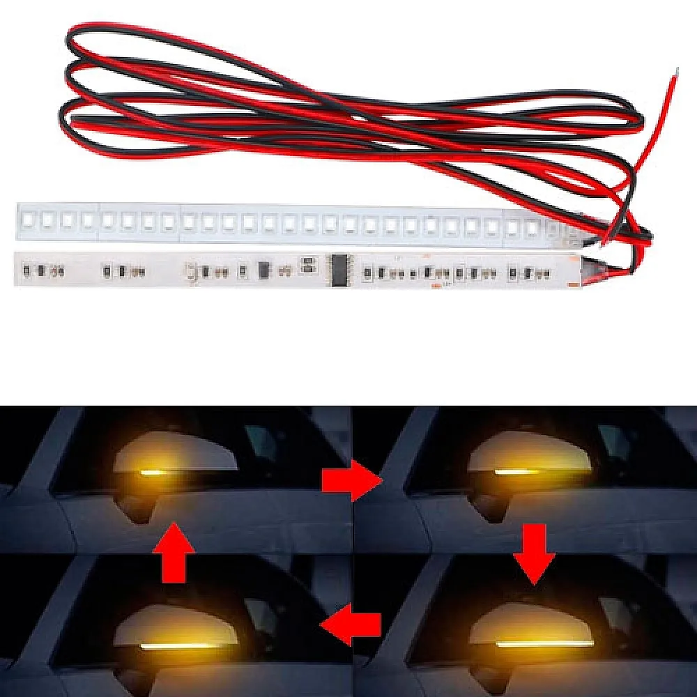 Вказівники повороту LED для авто на дзеркало гнучкі 15см динамічні пари жовті
