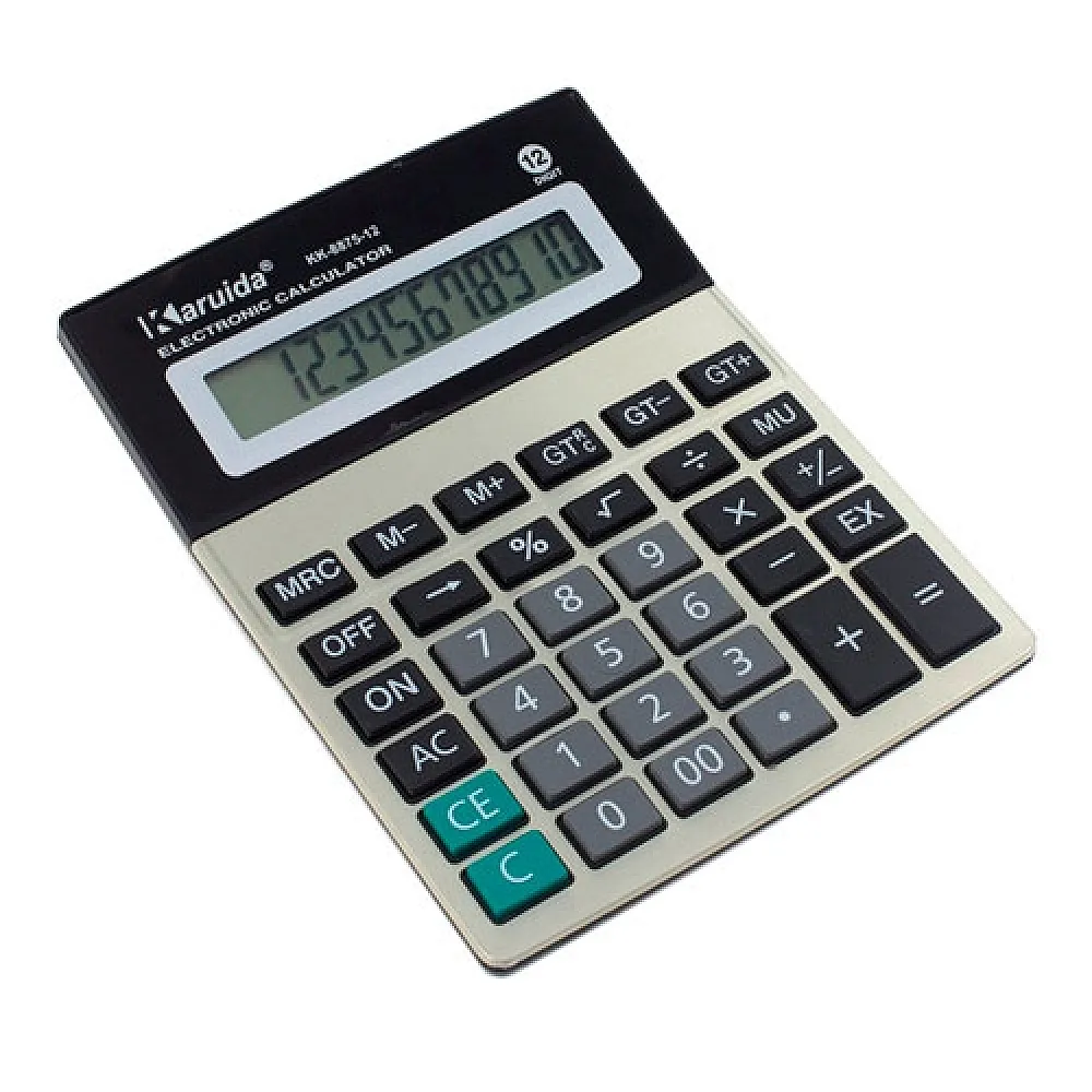 Калькулятор настільний бухгалтерський 18x14см 12-розрядний, KK-8875-12