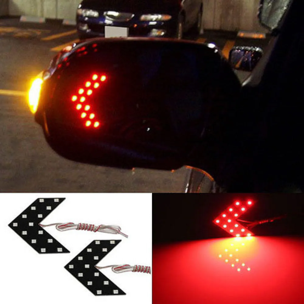 Покажчики повороту LED для авто на бокове дзеркало, пара, червоні