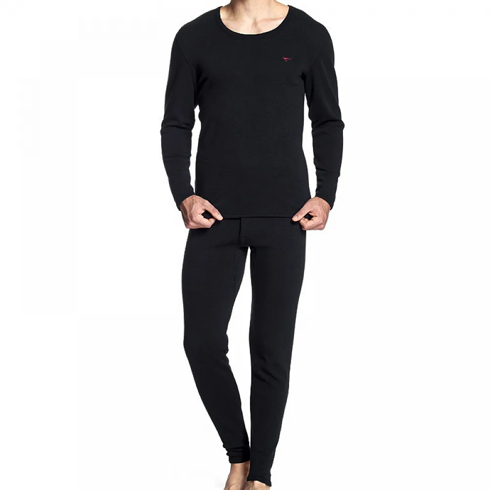 Термобілизна чоловіча Septwolves 08036 Black 2XL оксамитова однотонна з хутряною підкладкою та круглим вирізом