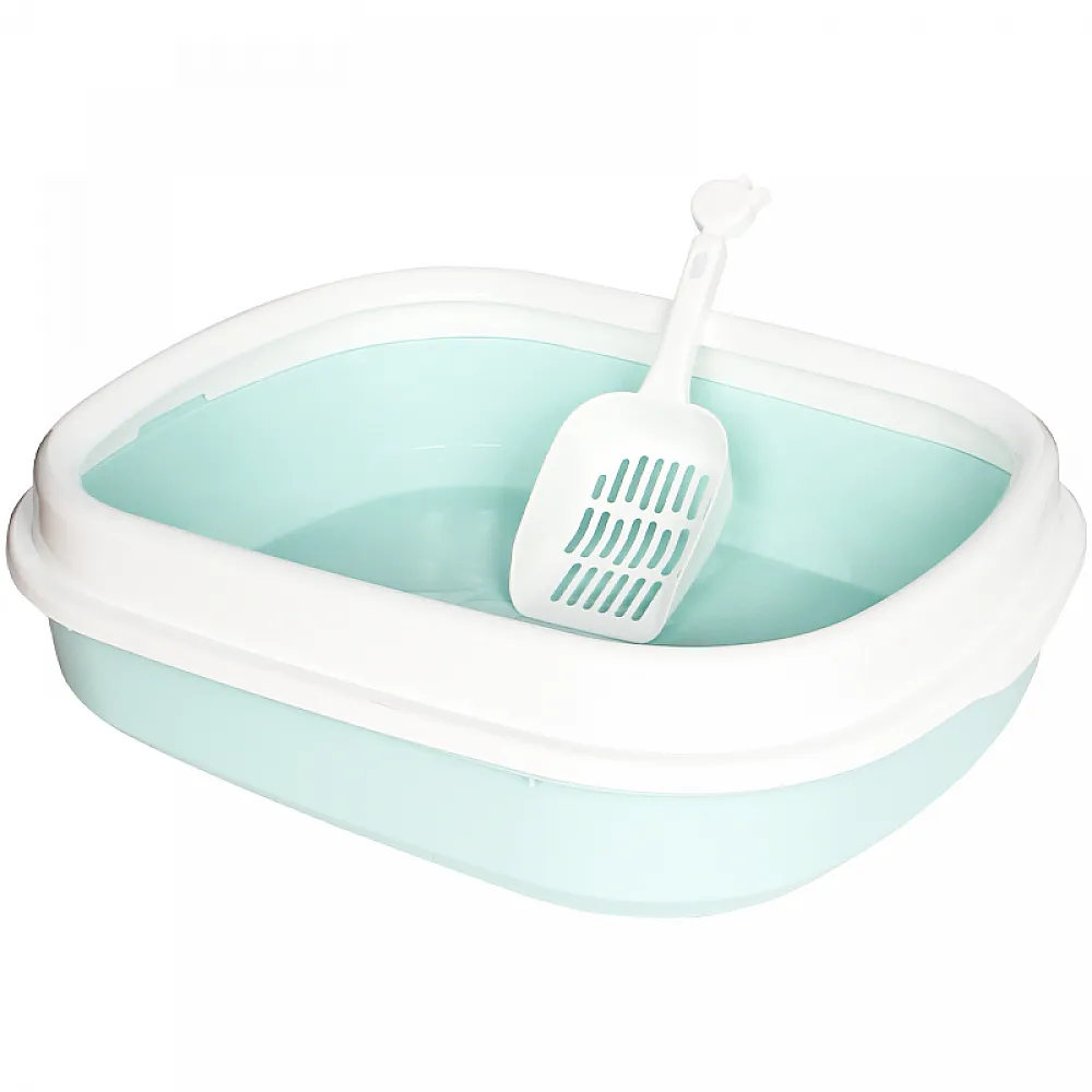Туалет лоток для кошек с лопаткой Taotaopets 225501 46*38*13 см Blue