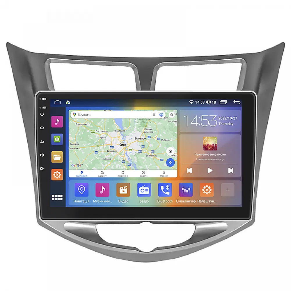 Штатна магнітола Lesko для Hyundai Accent IV 2010-2017 екран 10" 4/64Gb CarPlay 4G Wi-Fi GPS Prime