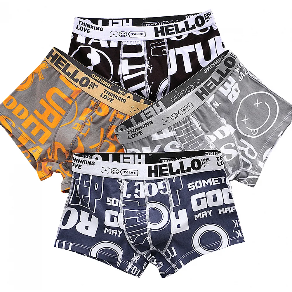 Набір чоловічих трусів боксерів PA-3187 з принтом Black/Orange/Gray/Sapphire Blue bp 4 шт L