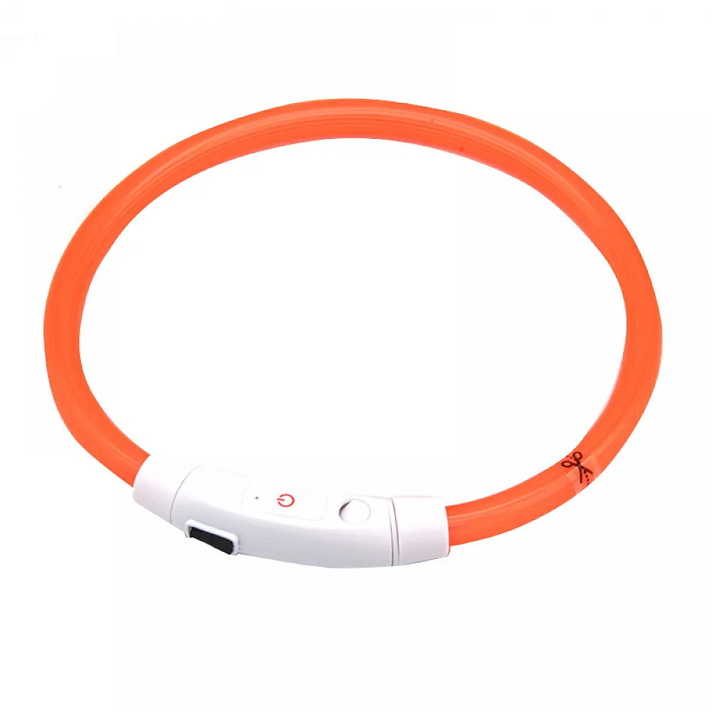 Светодиодный LED ошейник L-18 USB светящийся водоотталкивающий для собак и котов  Orange L