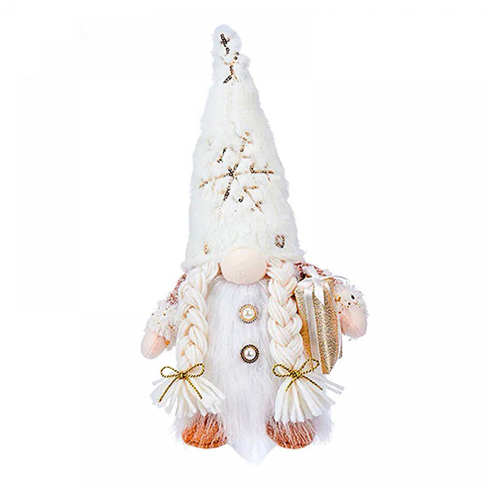 Новогодняя игрушка Рождественский Гном светящийся А9-10 32*10 с подарком White Новогодняя игрушка Рождественский Гном светящийся А9-10 32*10 с подарком White
