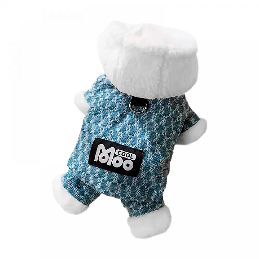 Комбинезон с капюшоном для собак Moo 2410SXMJ0172 тедди с петлей для поводка Blue M Комбинезон с капюшоном для собак Moo 2410SXMJ0172 тедди с петлей для поводка Blue M
