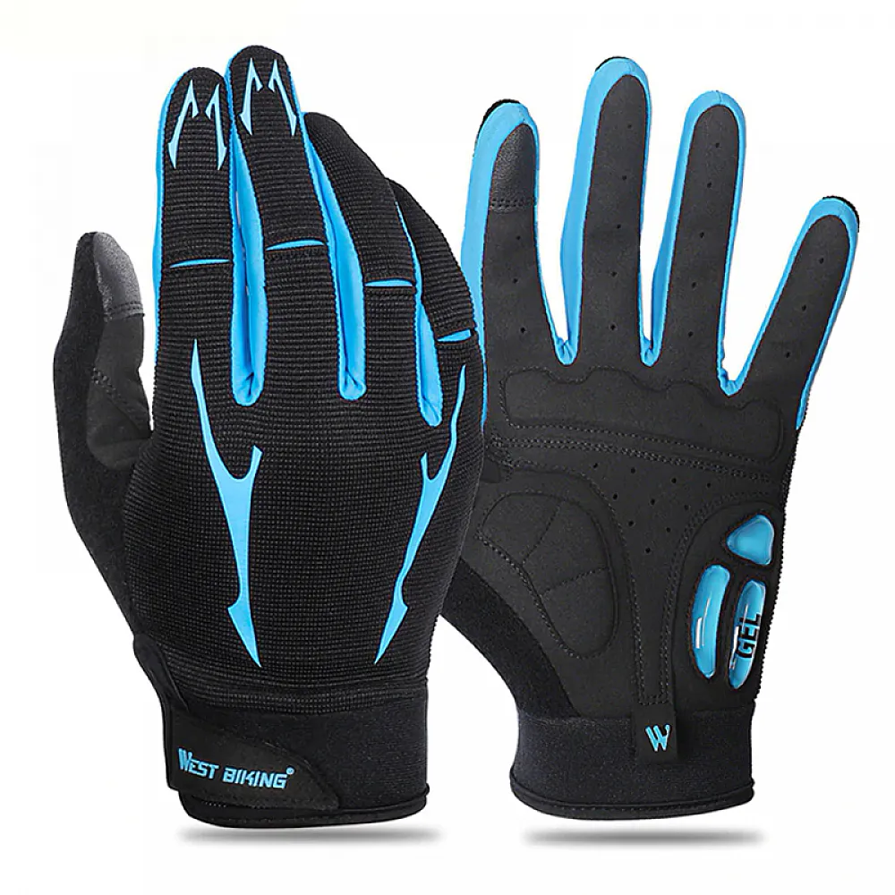 Велосипедные перчатки West Biking 0211191 M Blue с закрытыми пальцами спортивные велоперчатки