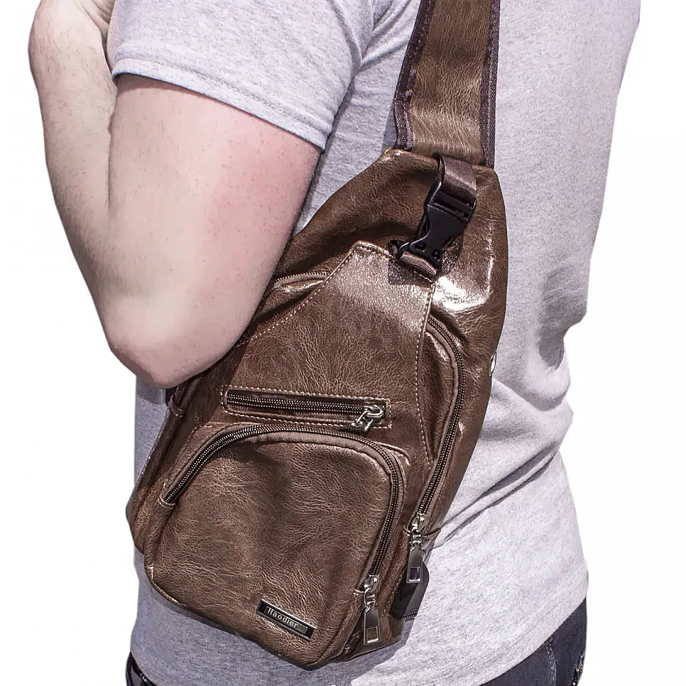 Рюкзак через плече Jeep Bobby Dark Brown з USB портом чоловічий