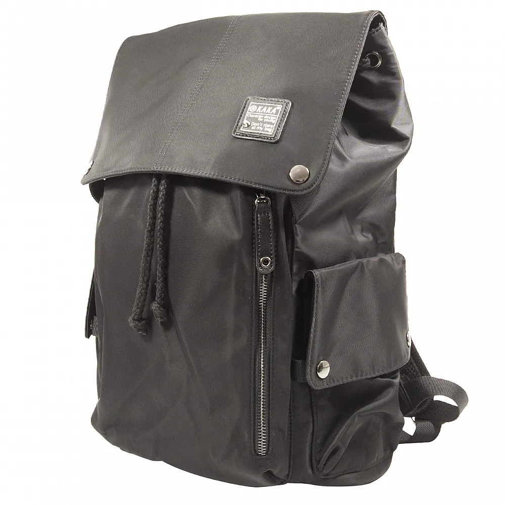 Міський рюкзак KAKA 2209 Black для ноутбука 15.6" водовідштовхувальні кнопки+затягуючі шнурки чоловічі