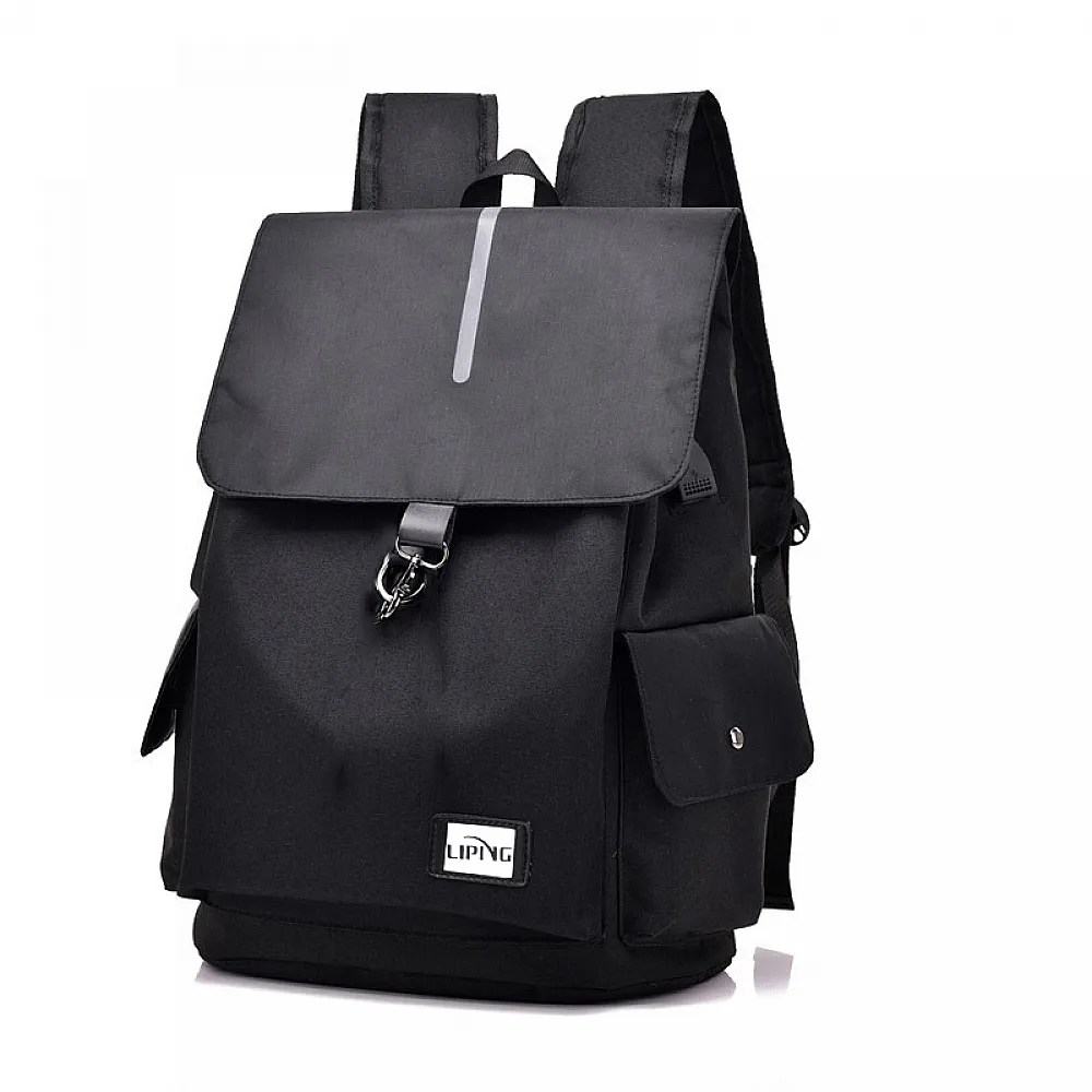 Мужской рюкзак Liping LP-604 20-35L Black с ЮСБ портом, тканевый