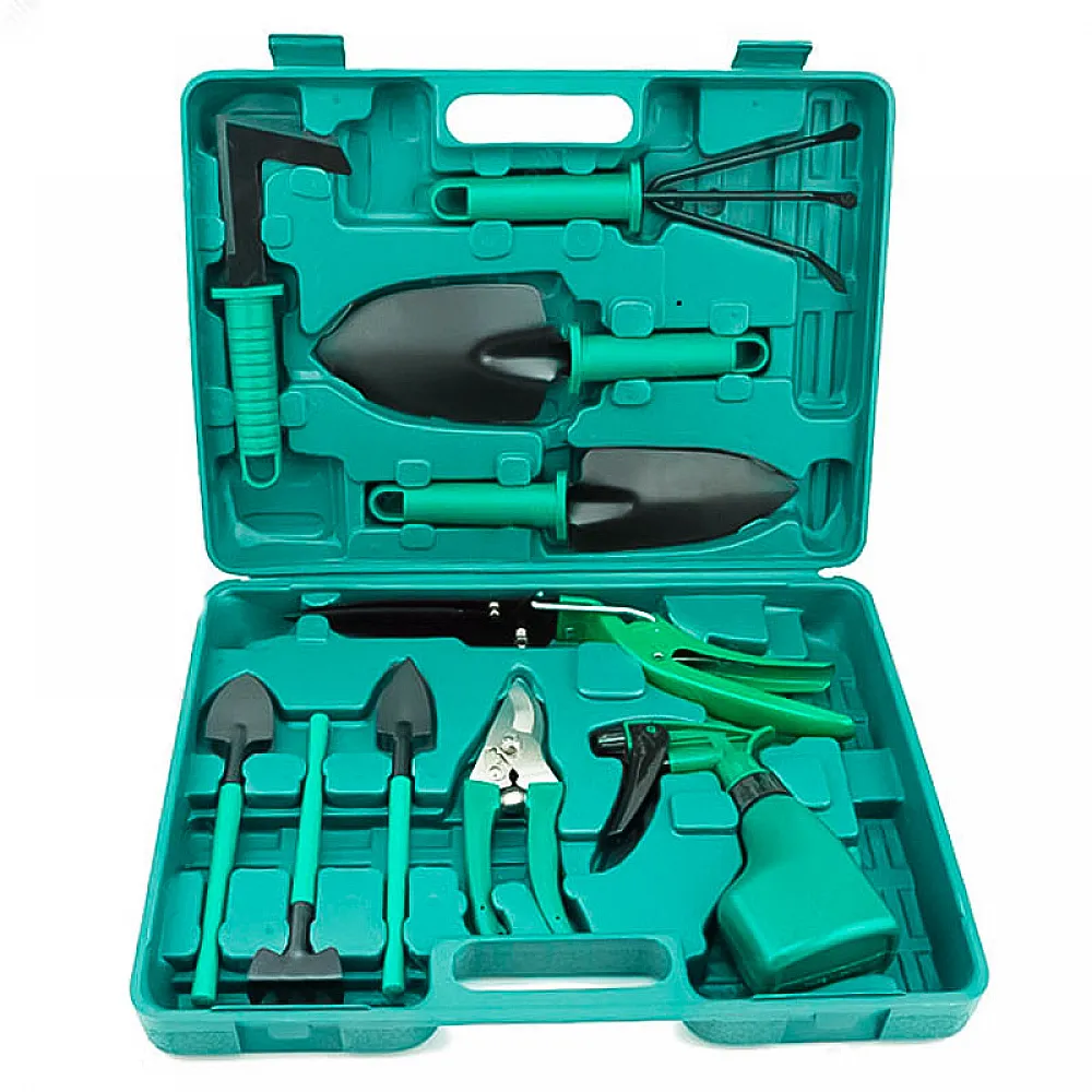 Набор садовых инструментов ZHENJIE GT-003 10 в 1 лопатки грабли секатор ороситель для сада огорода