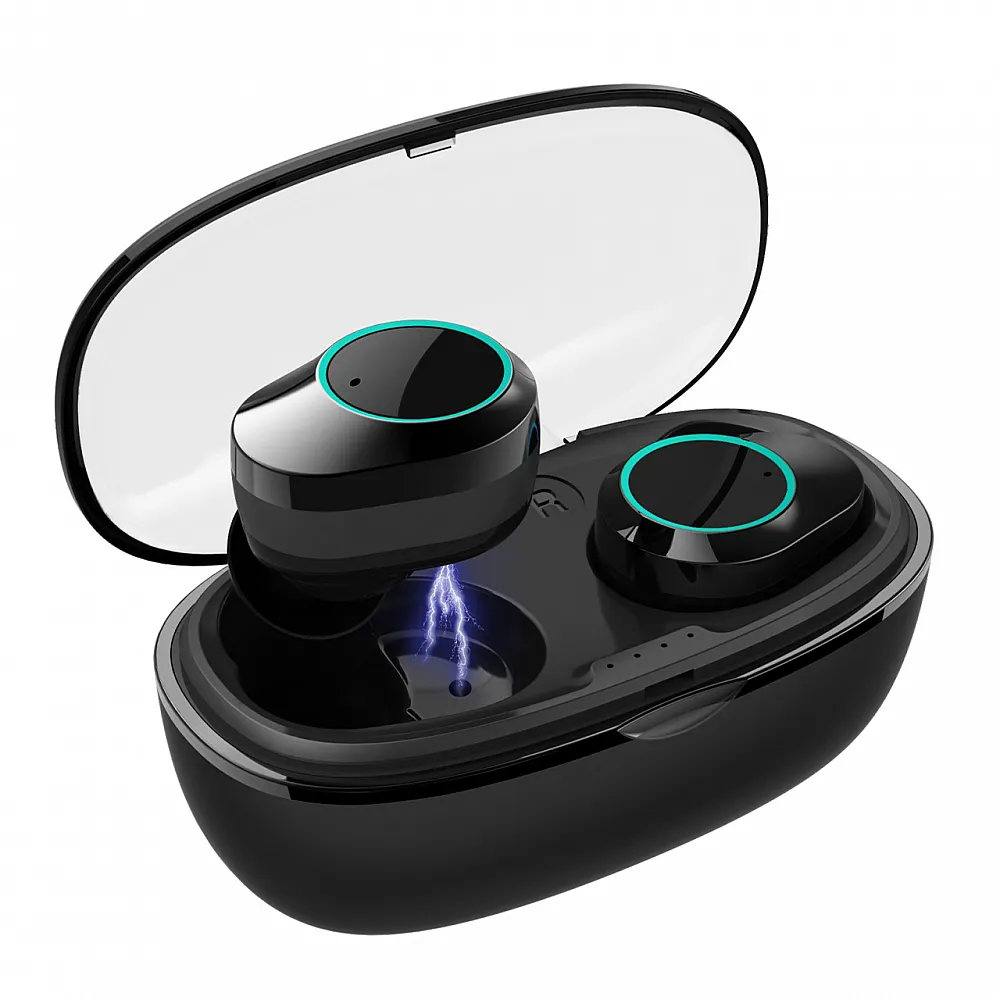Беспроводная Bluetooth гарнитура KUMI T5S Black Smart Touch спортивные наушники с зарядным устройством Беспроводная Bluetooth гарнитура KUMI T5S Black Smart Touch спортивные наушники с зарядным устройством