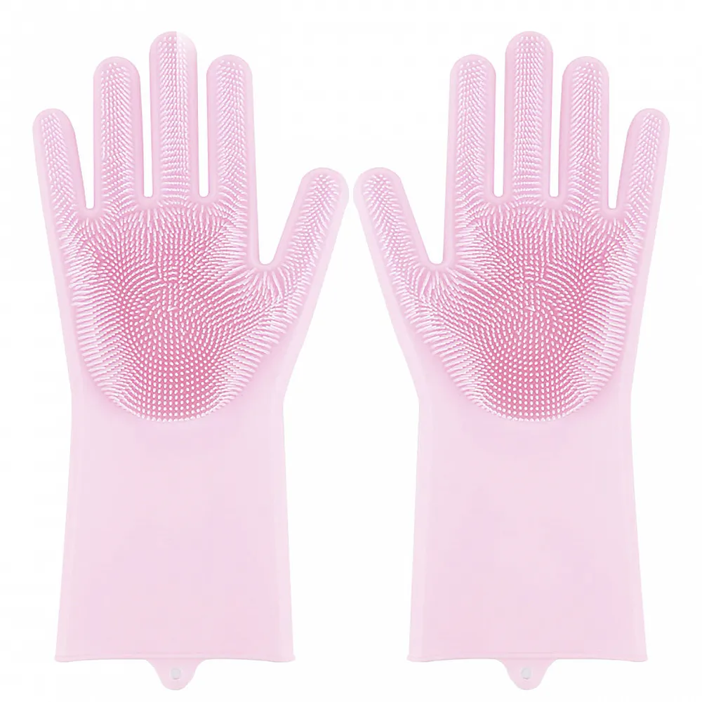 Силіконові рукавички Magic Silicone Gloves Pink для прибирання чищення миття посуду