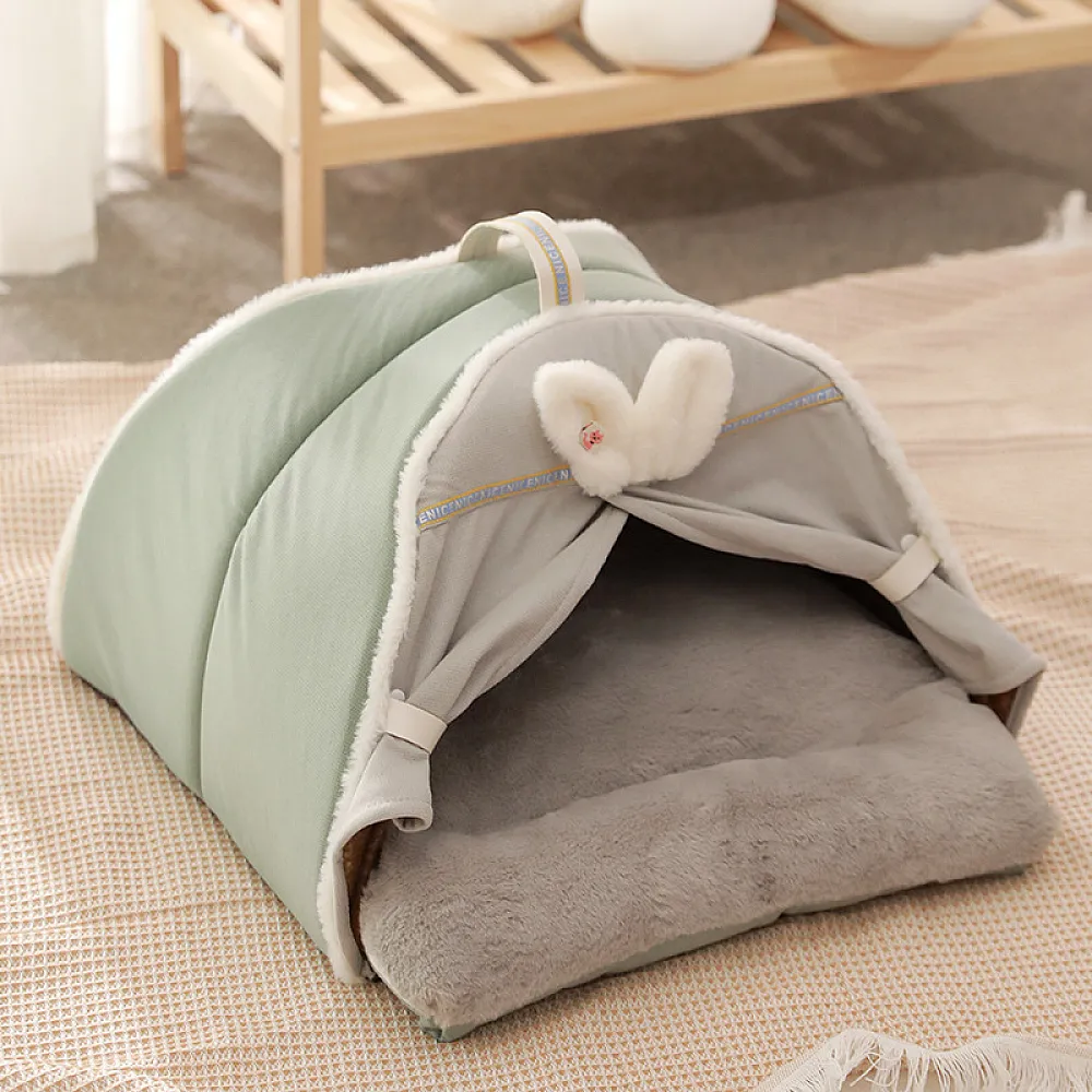 Лежак-будиночок для котів Hoopet HY-W2490 Green-Gray S