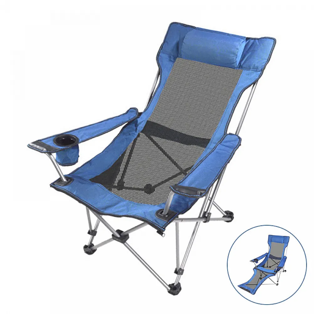 Раскладное кресло шезлонг Lesko SW233 Blue для отдыха пикника дачи портативное