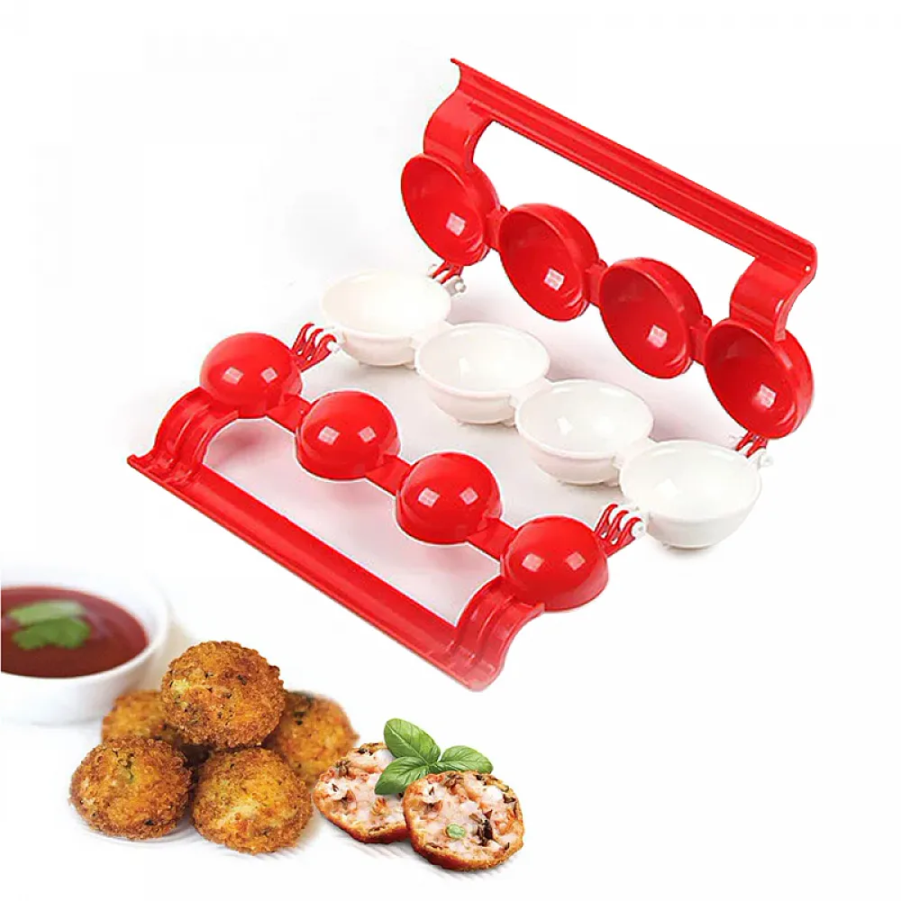 Форма для виготовлення м'ясних фаршированих кульок Stuffed Ball Maker Red + White кухонна Форма для виготовлення м'ясних фаршированих кульок Stuffed Ball Maker Red + White кухонна
