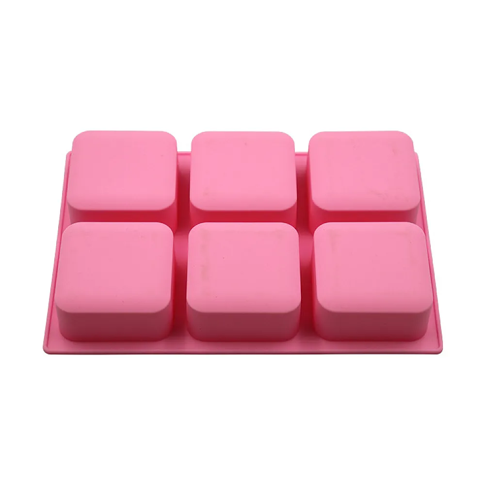 Силиконовая форма CUMENSS AI-2017 Pink для мыла квадрат на 6 ячеек