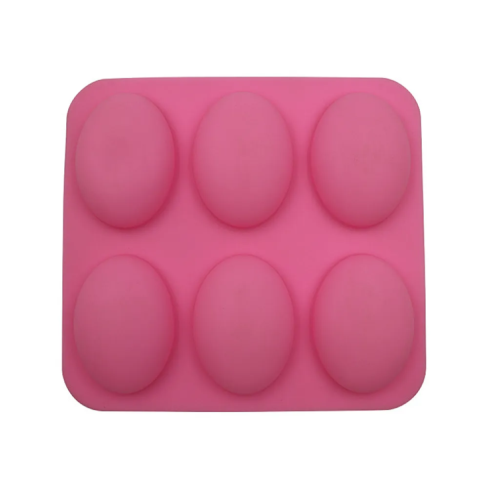 Силиконовая форма CUMENSS AI-O6 Pink для мыла овал на 6 ячеек Силиконовая форма CUMENSS AI-O6 Pink для мыла овал на 6 ячеек