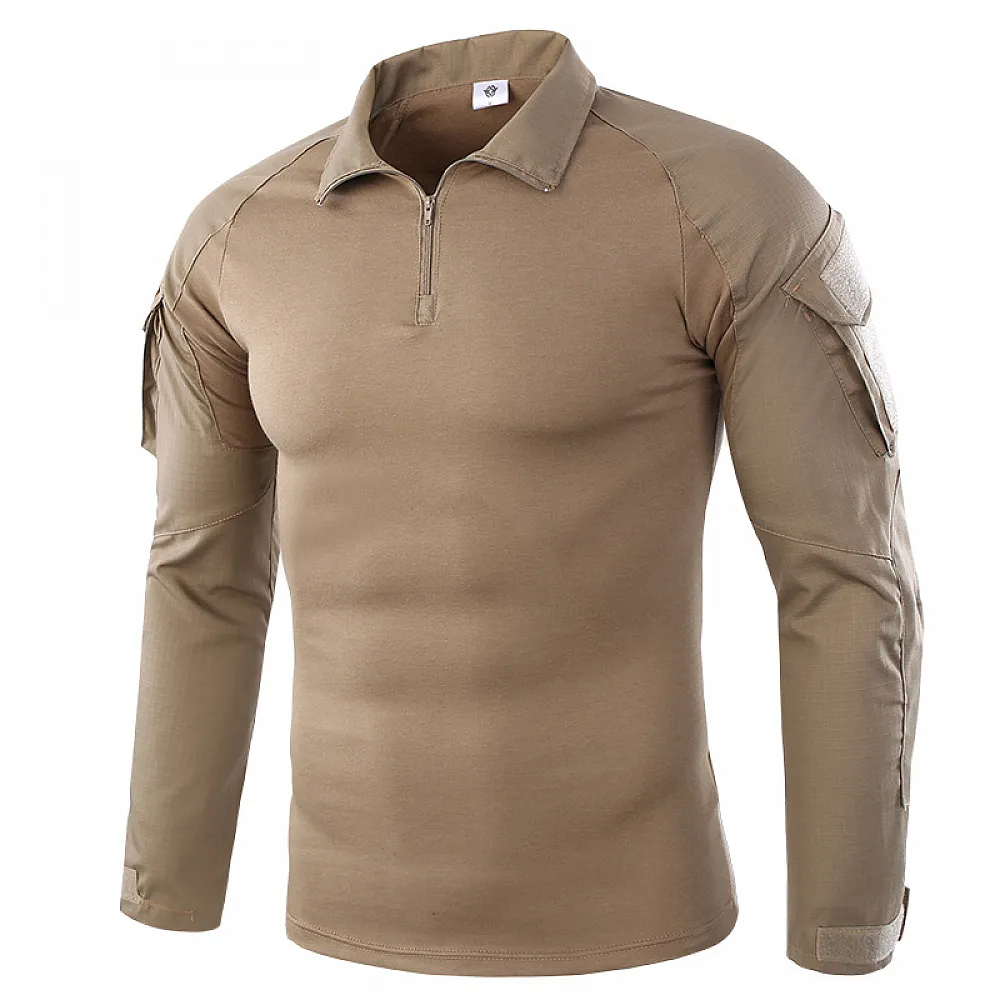 Тактична сорочка Lesko A655 Sand Khaki 2XL вулична бавовняна сорочка з підйомним коміром