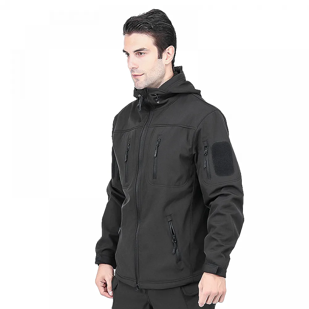 Тактическая куртка Lesko A013 Black S спортивная флисовая куртка с затяжками и капюшоном осень-зима