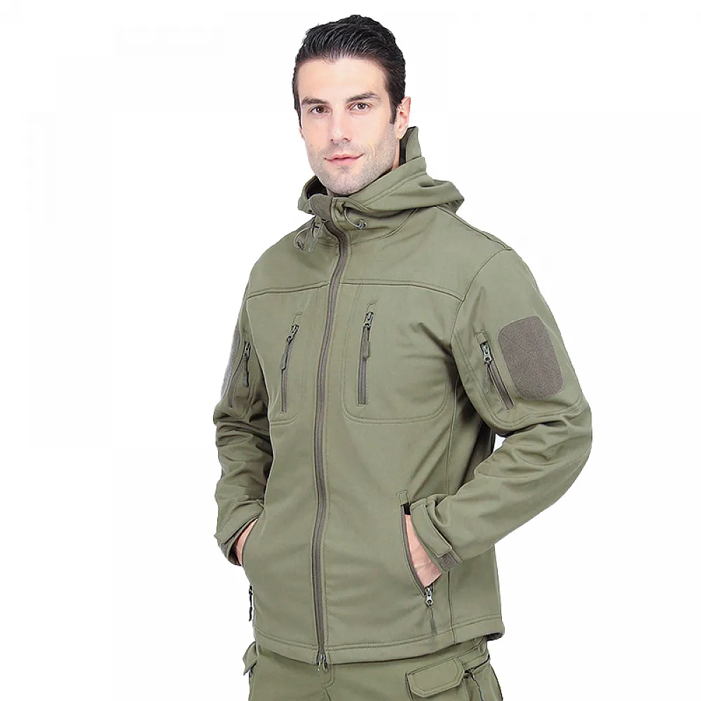 Тактична куртка Lesko A013 Green 3XL утеплена вологовідштовхувальна куртка з липучками для каптуру
