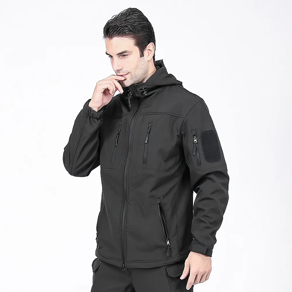 Тактическая куртка Lesko A013 Black M водонепроницаемая уличная куртка с капюшоном и теплой подкладкой