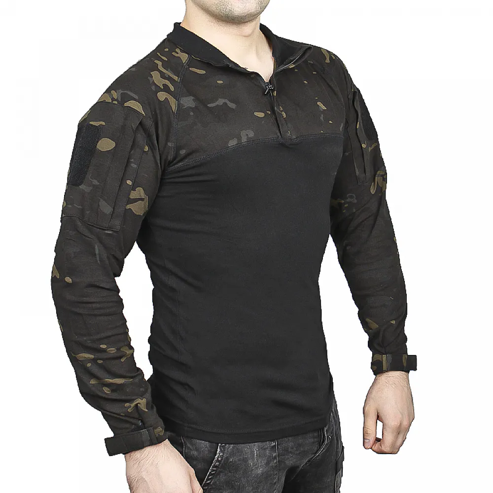 Рубашка тактическая убокс Pave Hawk PLY-11 Camouflage Black M мужская военная с плотными рукавами милитари