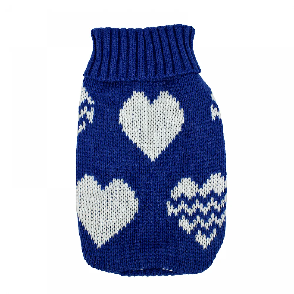 Светр для собак Taotaopets 357704 Серця Blue-White XS
